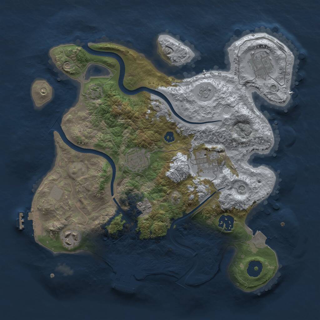 Rust Map: Procedural Map, Size: 3000, Seed: 1076481659, 12 Monuments