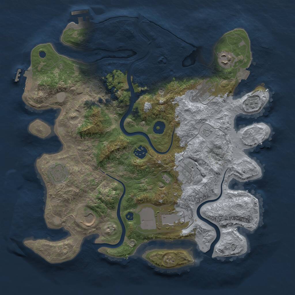 Rust Map: Procedural Map, Size: 3500, Seed: 83778, 14 Monuments