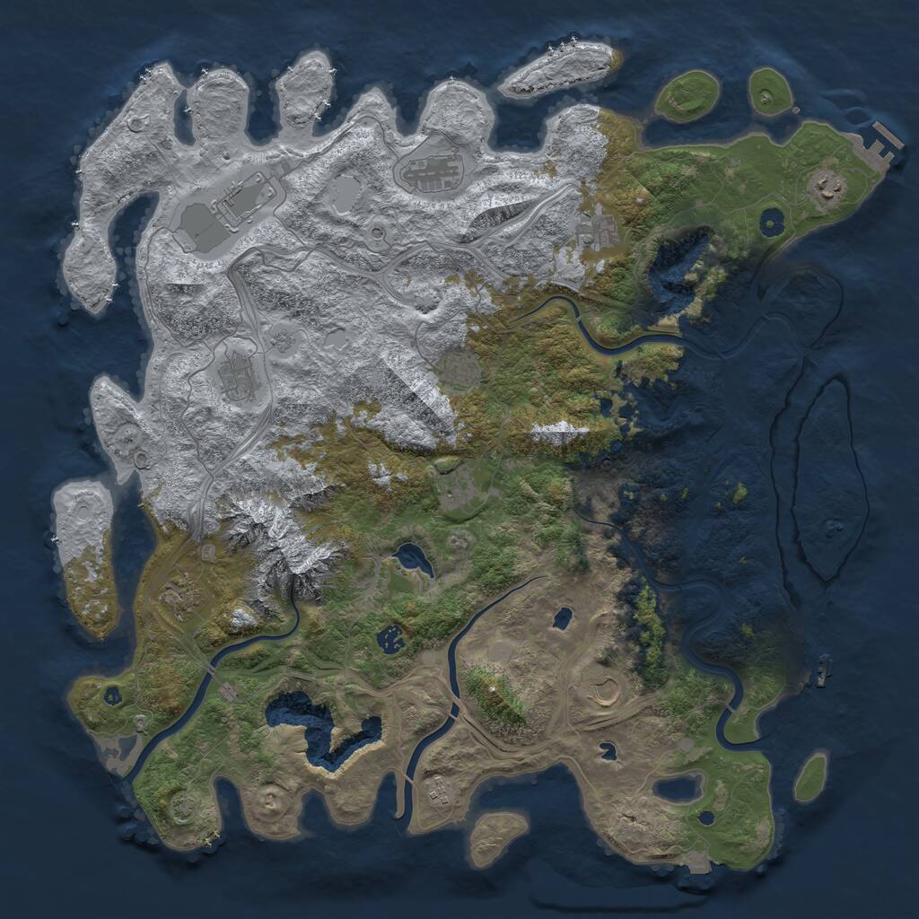 Rust Map: Procedural Map, Size: 5000, Seed: 52645, 17 Monuments
