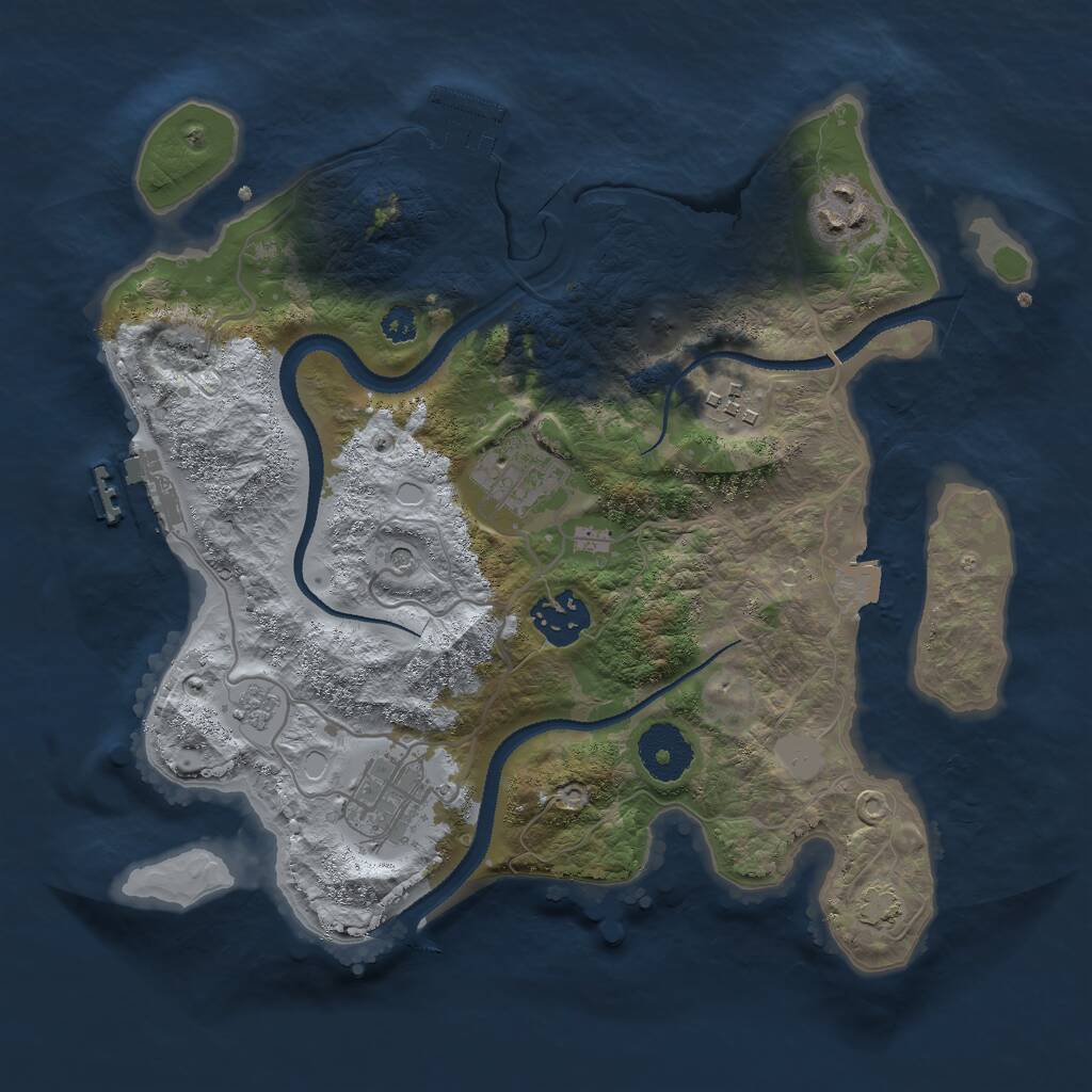Rust Map: Procedural Map, Size: 3000, Seed: 482747356, 11 Monuments