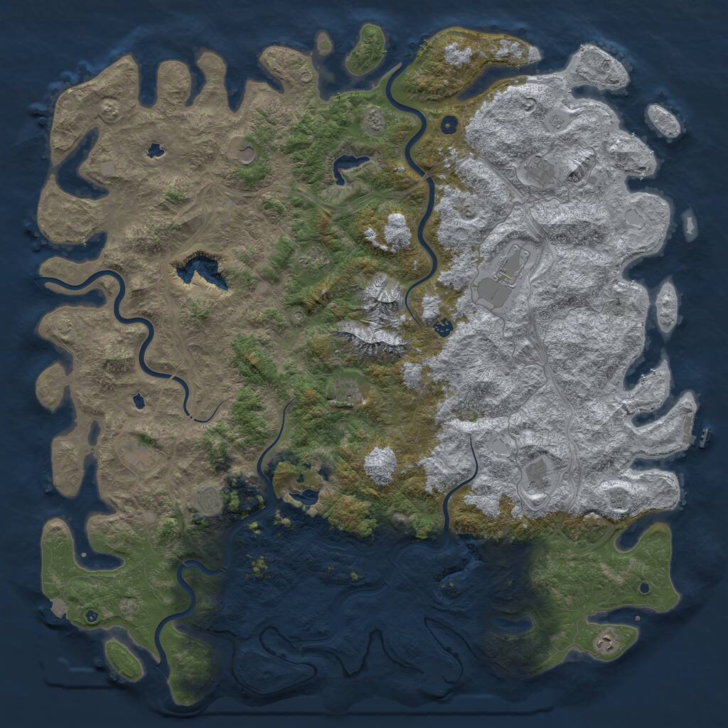 Rust Map: Procedural Map, Size: 6000, Seed: 1216, 17 Monuments
