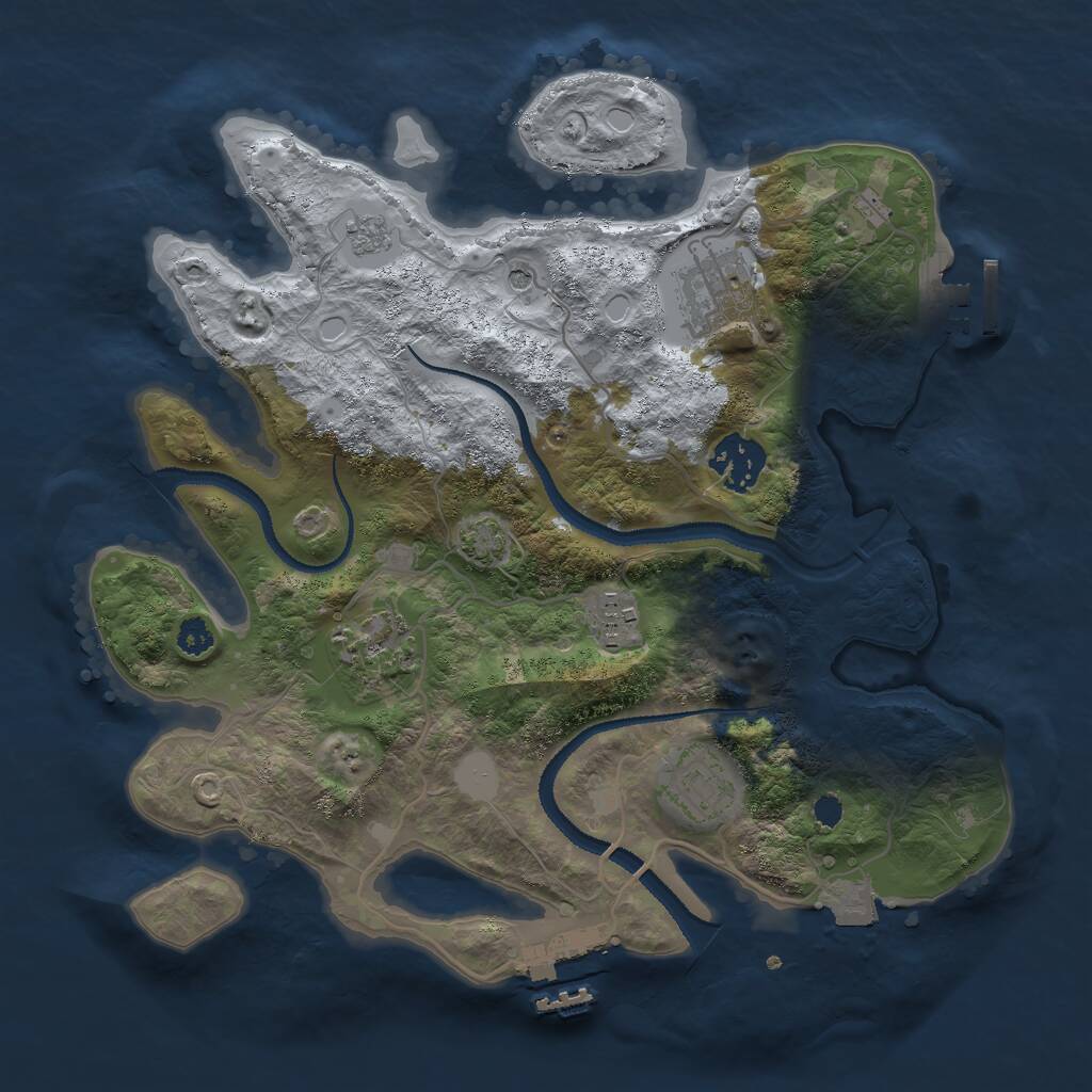 Rust Map: Procedural Map, Size: 3000, Seed: 1268700471, 11 Monuments