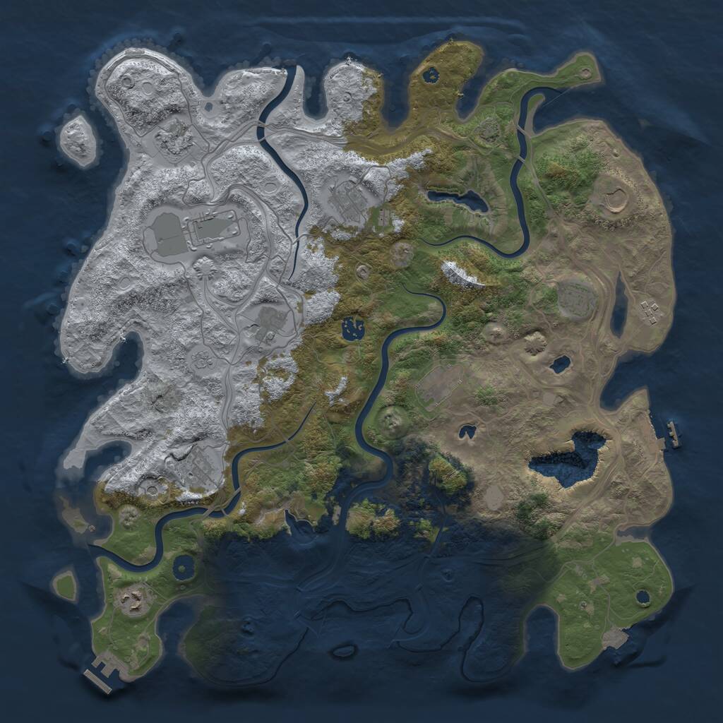 Rust Map: Procedural Map, Size: 4500, Seed: 213569394, 17 Monuments