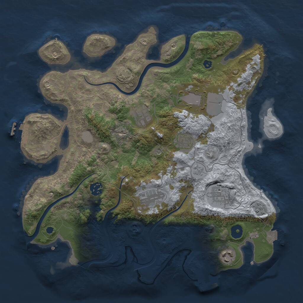Rust Map: Procedural Map, Size: 3500, Seed: 30051092, 14 Monuments