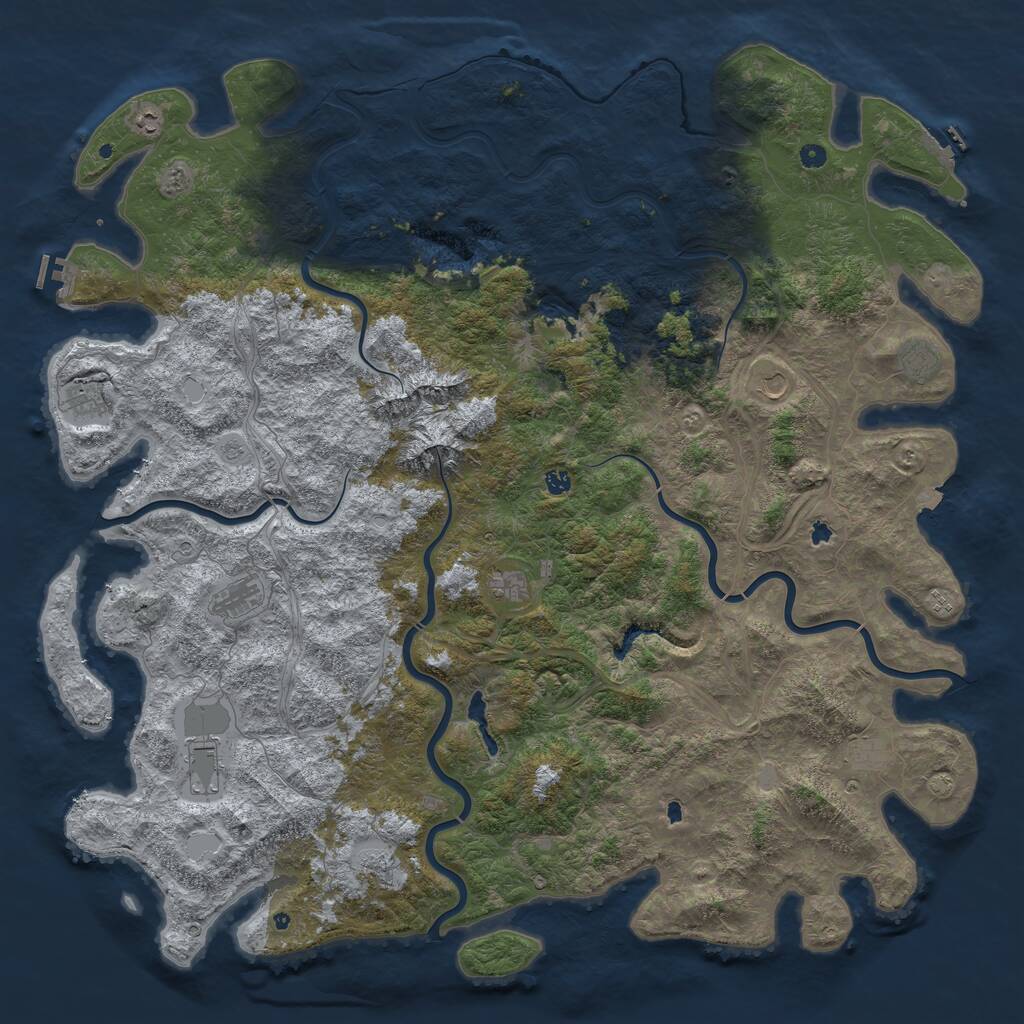 Rust Map: Procedural Map, Size: 6000, Seed: 34566, 17 Monuments