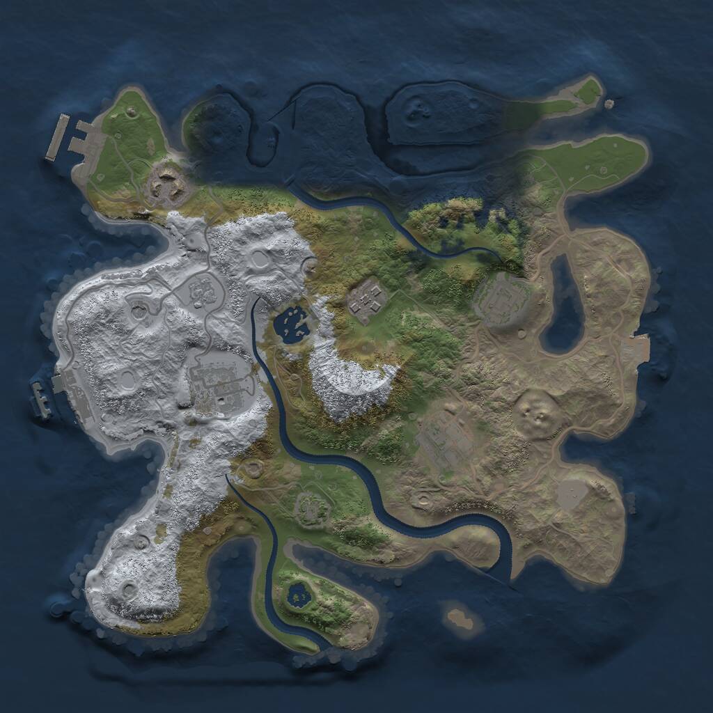 Rust Map: Procedural Map, Size: 3000, Seed: 23246, 12 Monuments