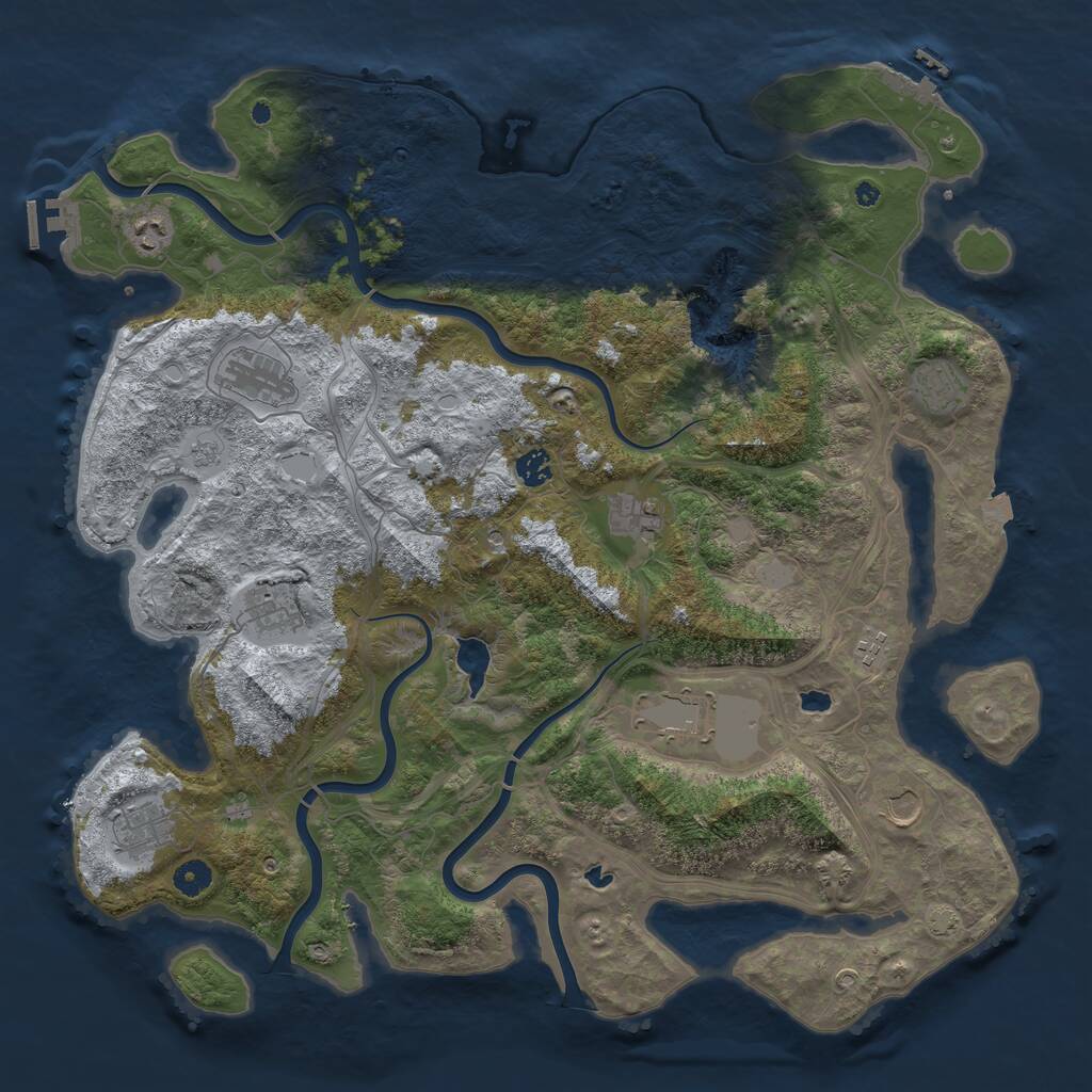 Rust Map: Procedural Map, Size: 4500, Seed: 948734783, 16 Monuments