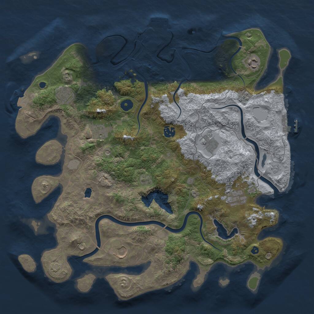 Rust Map: Procedural Map, Size: 4000, Seed: 291229, 14 Monuments
