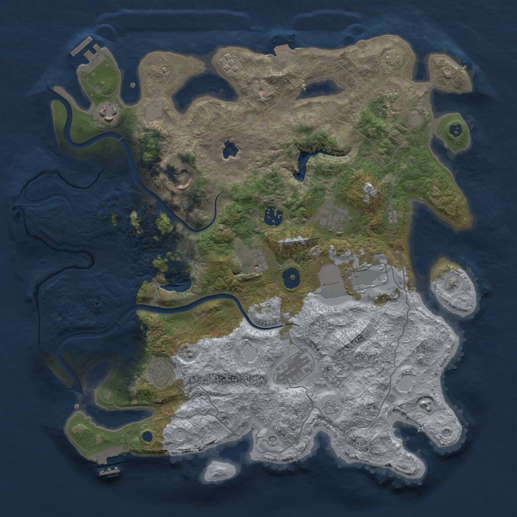Rust Map: Procedural Map, Size: 4000, Seed: 1047257902, 16 Monuments