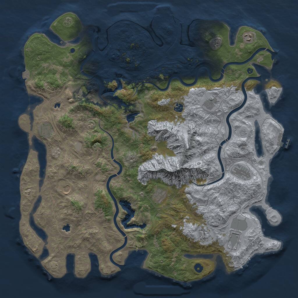 Rust Map: Procedural Map, Size: 5000, Seed: 1347137061, 17 Monuments