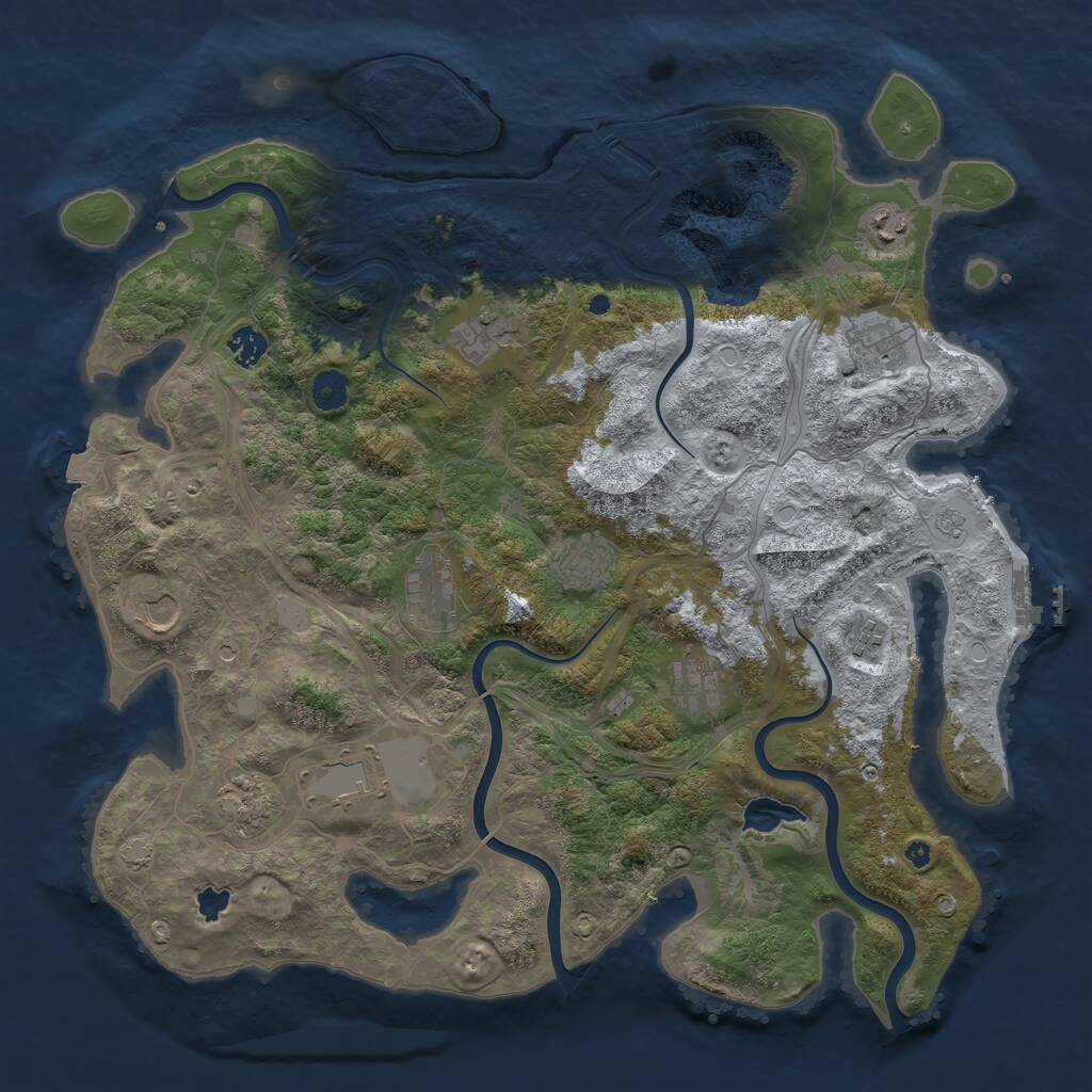 Rust Map: Procedural Map, Size: 4300, Seed: 1386408760, 16 Monuments