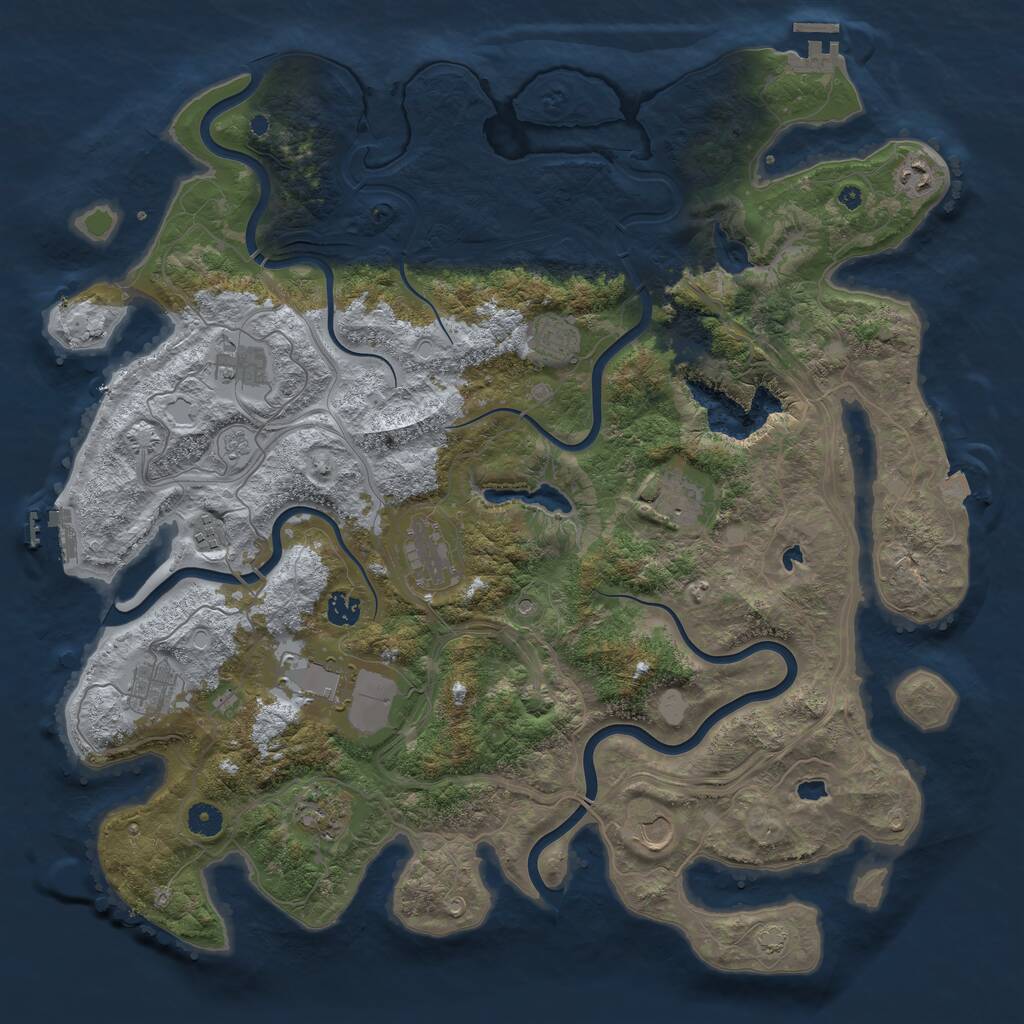 Rust Map: Procedural Map, Size: 4500, Seed: 150773145, 17 Monuments