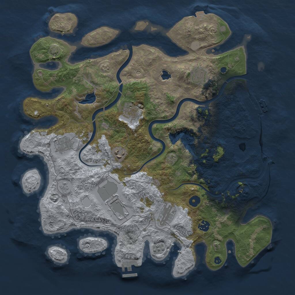 Rust Map: Procedural Map, Size: 4000, Seed: 9411, 14 Monuments