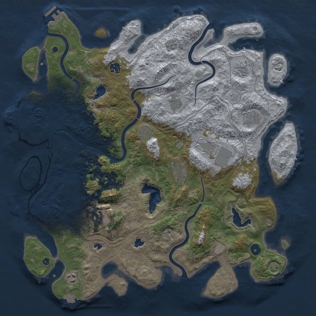 Rust Map: Procedural Map, Size: 4500, Seed: 529924170, 16 Monuments