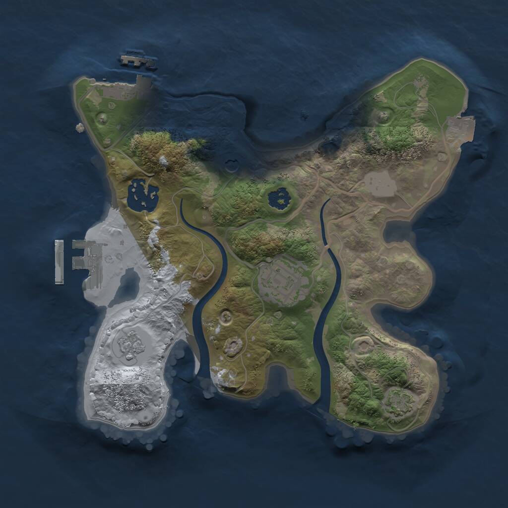 Rust Map: Procedural Map, Size: 2300, Seed: 2074502277, 8 Monuments