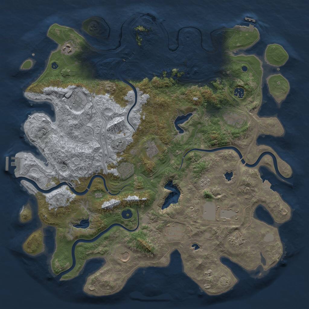 Rust Map: Procedural Map, Size: 4500, Seed: 709980465, 17 Monuments