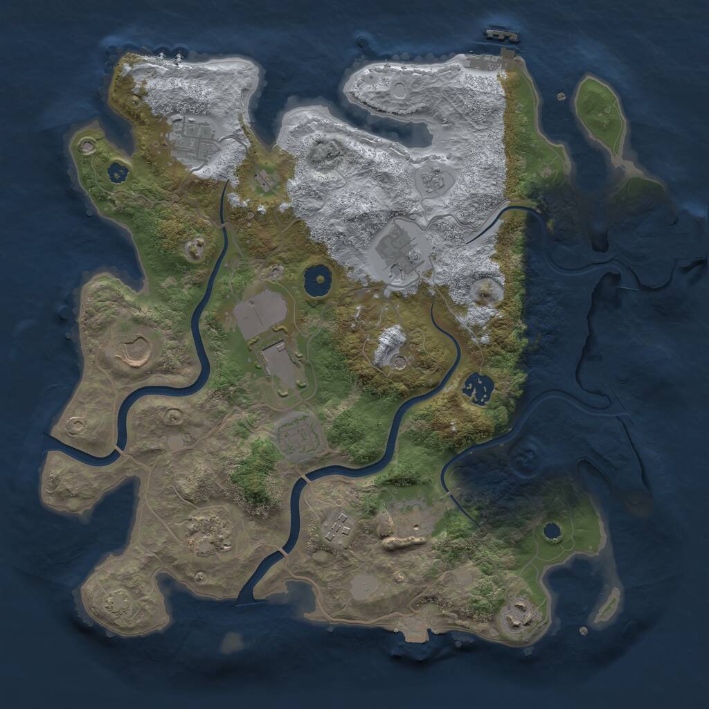 Rust Map: Procedural Map, Size: 3500, Seed: 466251270, 16 Monuments