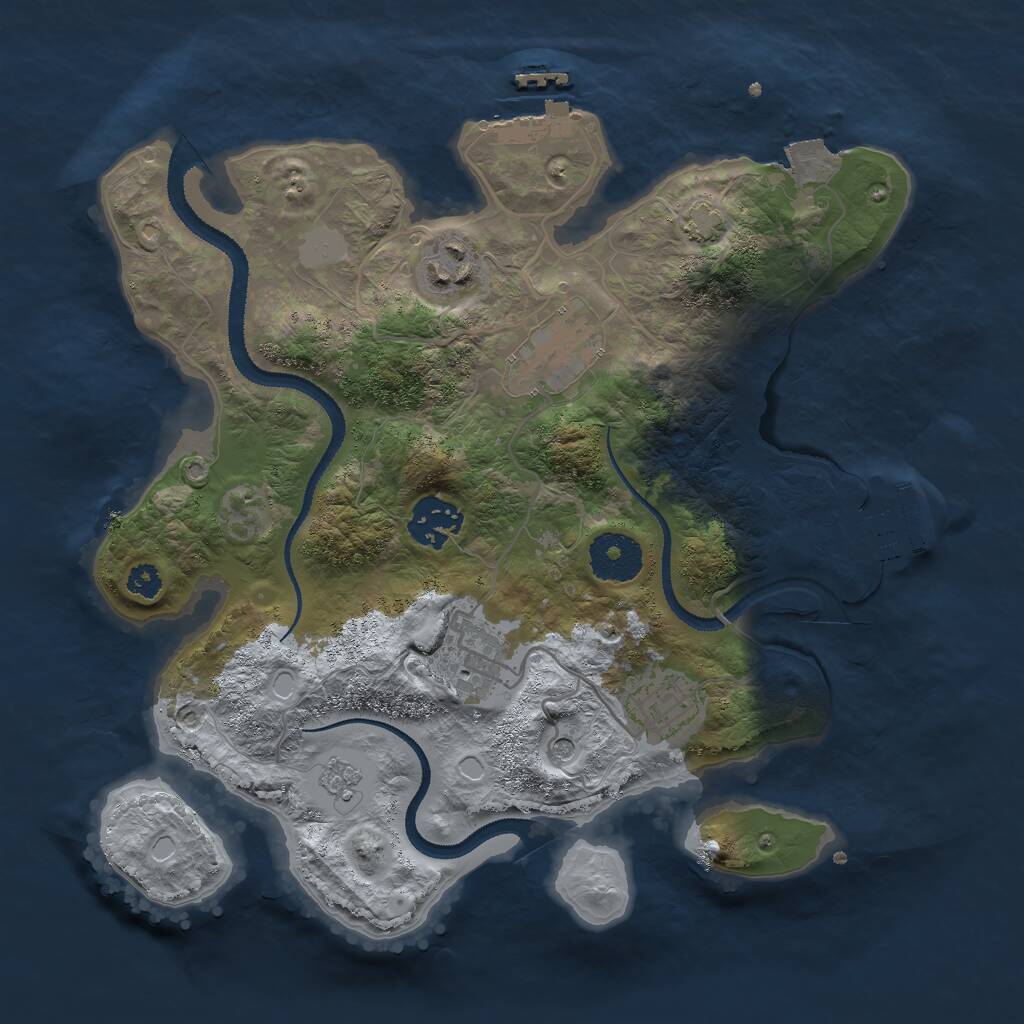 Rust Map: Procedural Map, Size: 3000, Seed: 1943776031, 11 Monuments