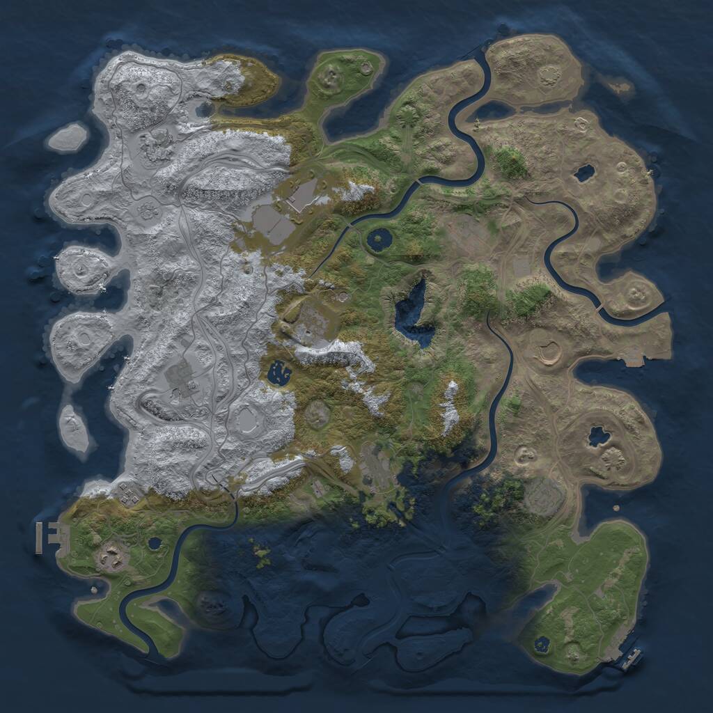 Rust Map: Procedural Map, Size: 4500, Seed: 907133546, 17 Monuments