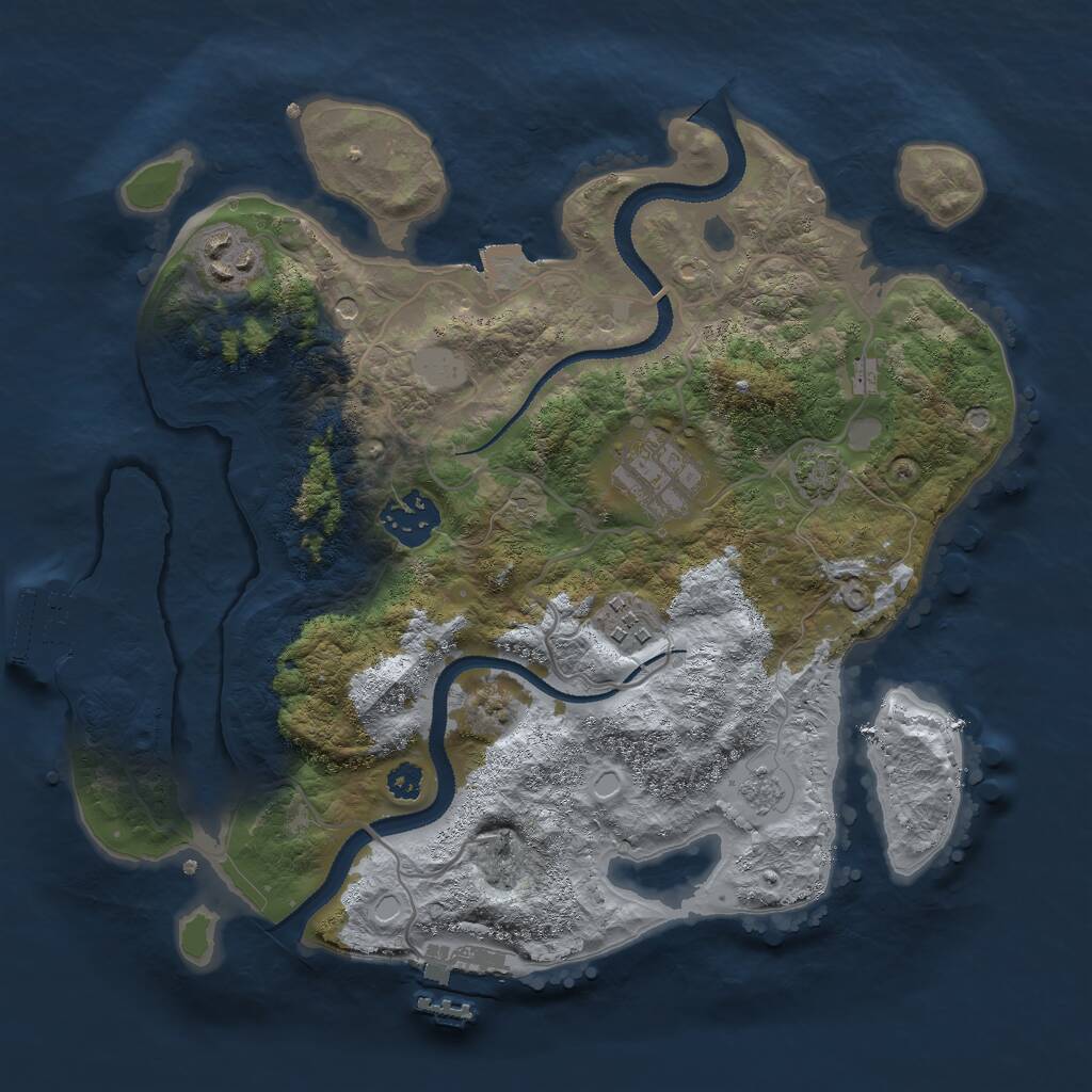 Rust Map: Procedural Map, Size: 3000, Seed: 27122, 10 Monuments