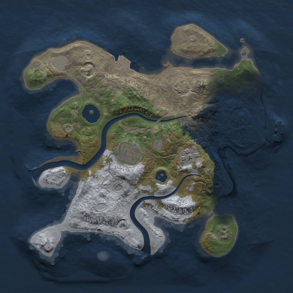Rust Map: Procedural Map, Size: 2500, Seed: 1261918557, 6 Monuments