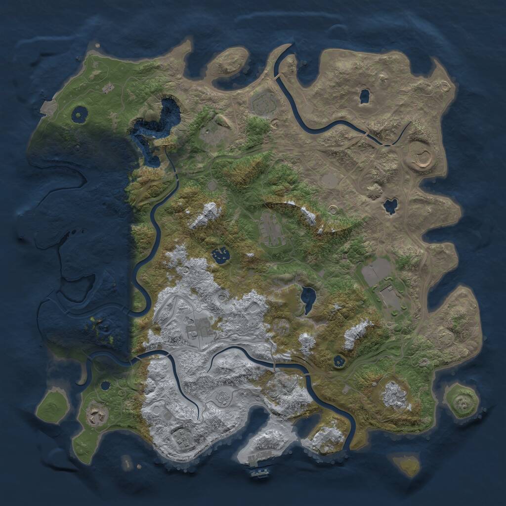 Rust Map: Procedural Map, Size: 4500, Seed: 1965676289, 16 Monuments