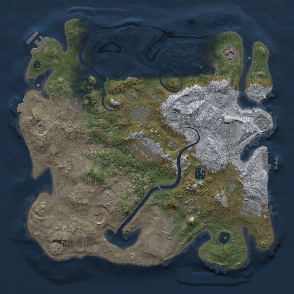 Rust Map: Procedural Map, Size: 3850, Seed: 1386408760, 17 Monuments