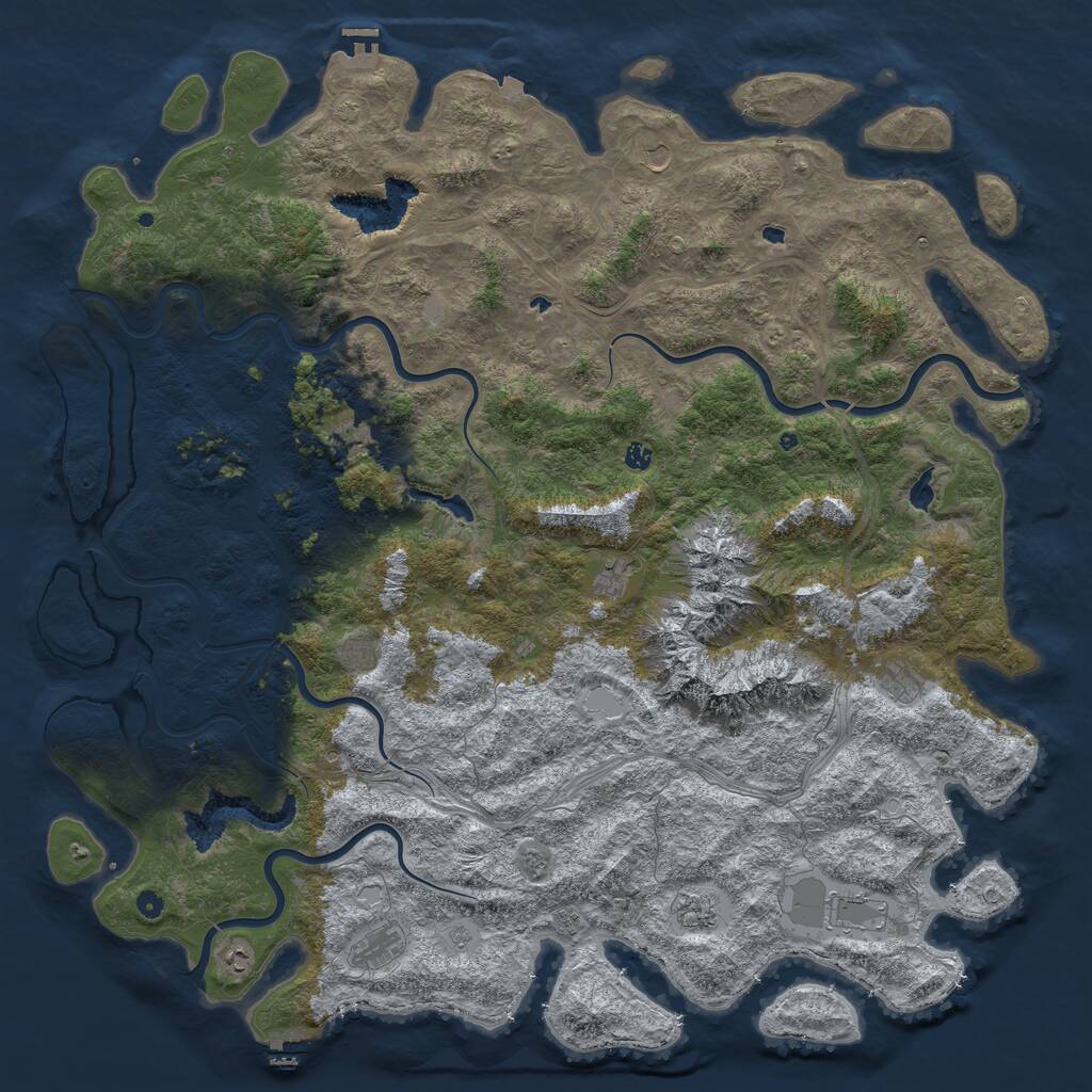 Rust Map: Procedural Map, Size: 6000, Seed: 445206051, 17 Monuments