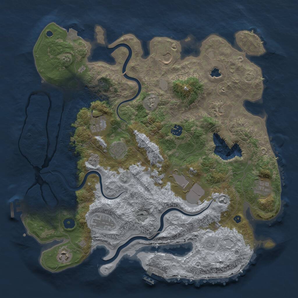 Rust Map: Procedural Map, Size: 4000, Seed: 2144721174, 16 Monuments