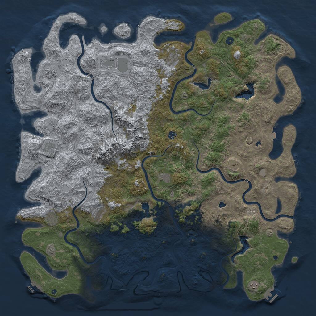 Rust Map: Procedural Map, Size: 6000, Seed: 1336738843, 17 Monuments