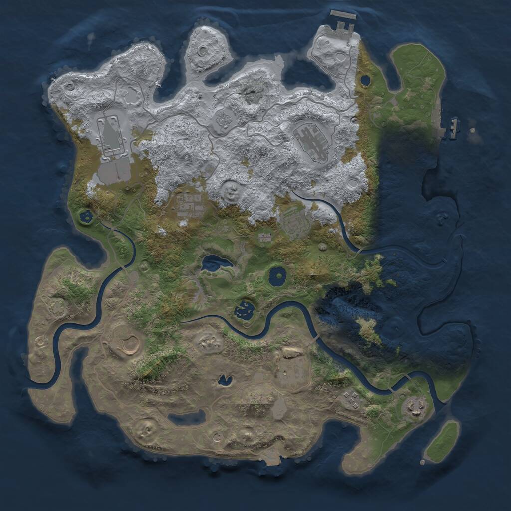 Rust Map: Procedural Map, Size: 4000, Seed: 727009613, 15 Monuments