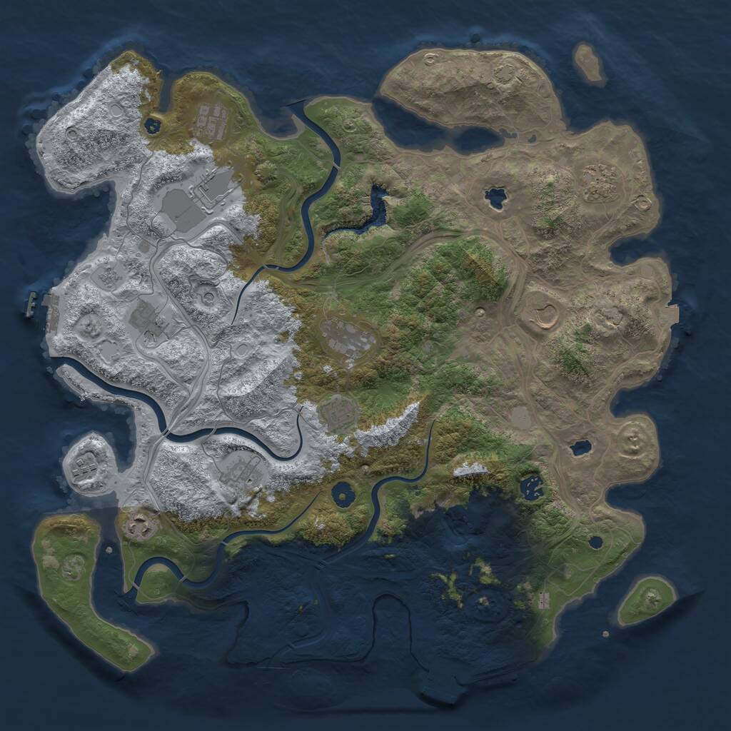 Rust Map: Procedural Map, Size: 4500, Seed: 698008, 17 Monuments