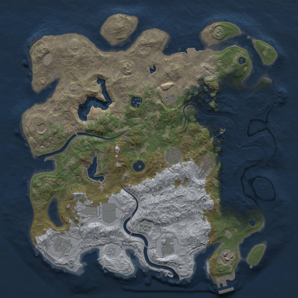 Rust Map: Procedural Map, Size: 4000, Seed: 1137595293, 16 Monuments