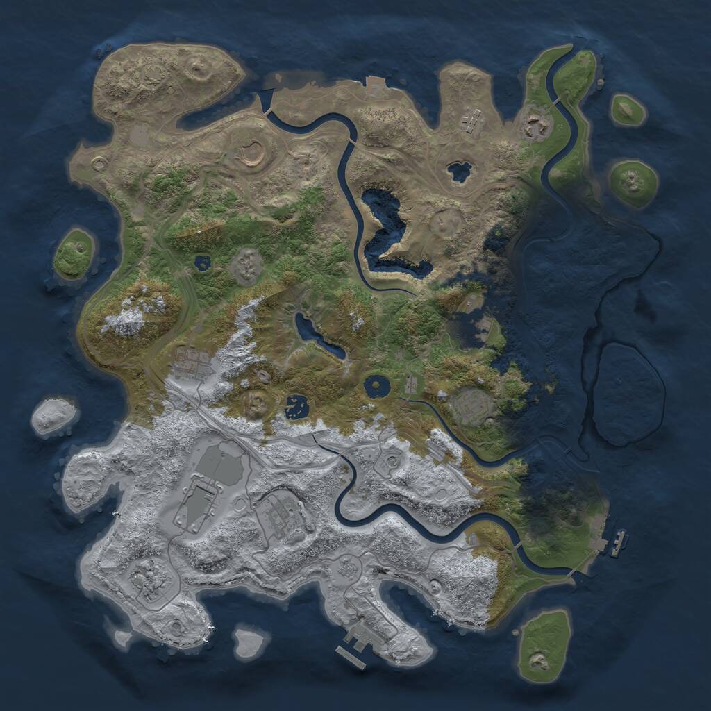 Rust Map: Procedural Map, Size: 4250, Seed: 1104763693, 16 Monuments