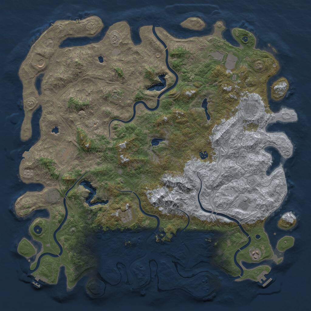 Rust Map: Procedural Map, Size: 5500, Seed: 26973859, 17 Monuments