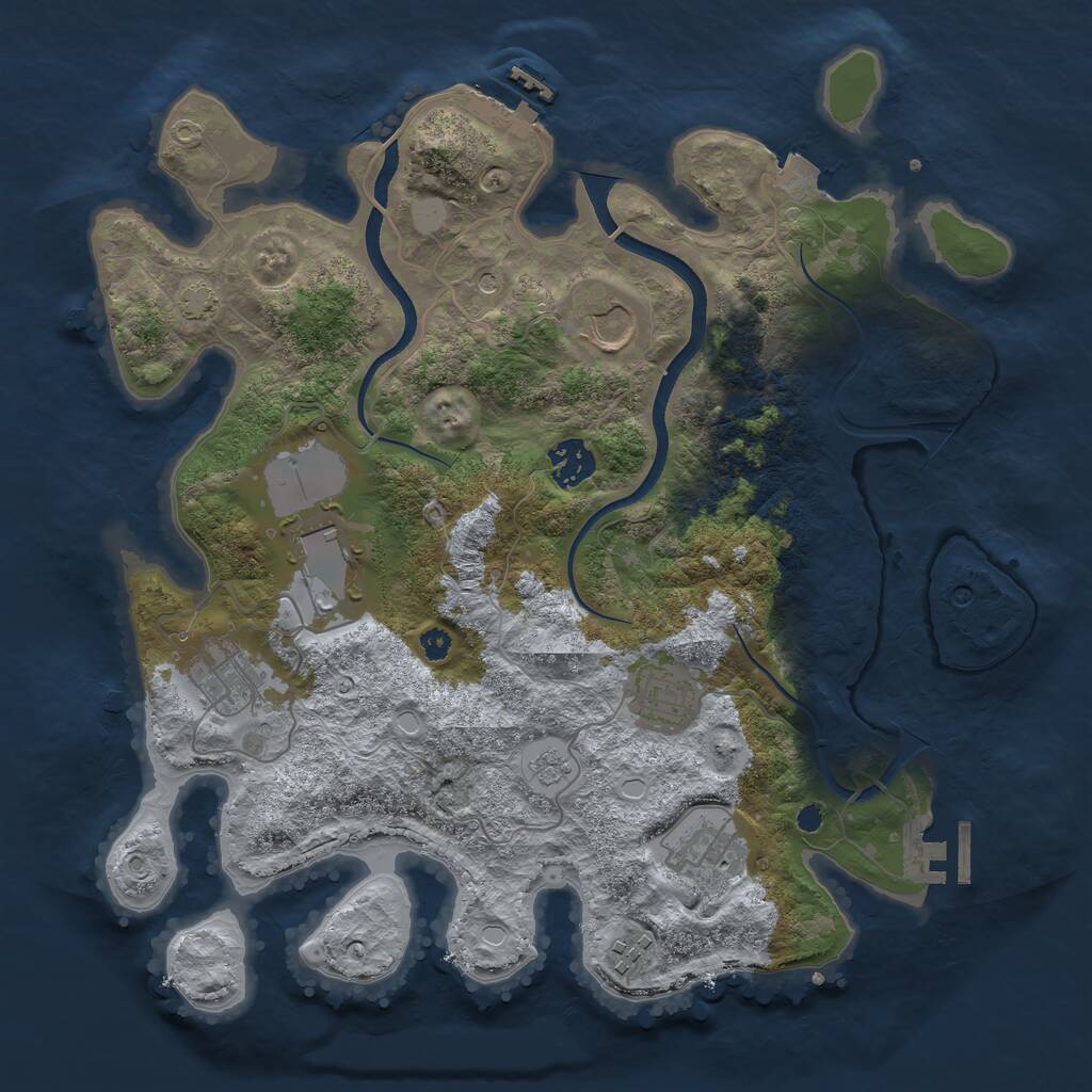 Rust Map: Procedural Map, Size: 3500, Seed: 67324, 13 Monuments