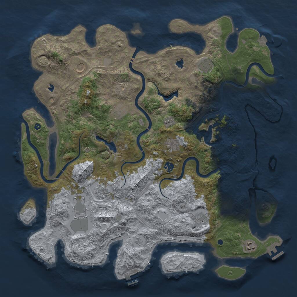 Rust Map: Procedural Map, Size: 4500, Seed: 207096421, 16 Monuments