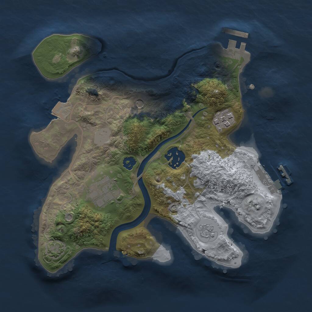 Rust Map: Procedural Map, Size: 2400, Seed: 422485487, 9 Monuments