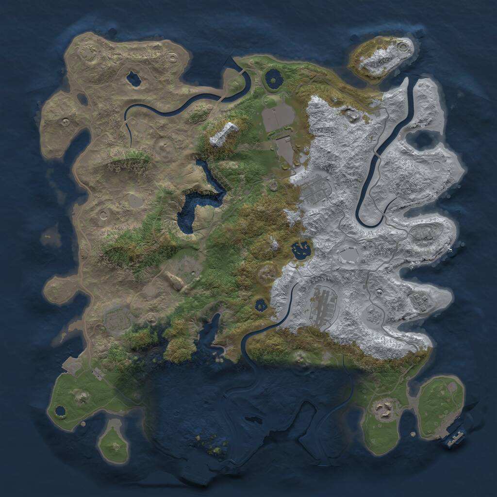 Rust Map: Procedural Map, Size: 4000, Seed: 73821, 14 Monuments
