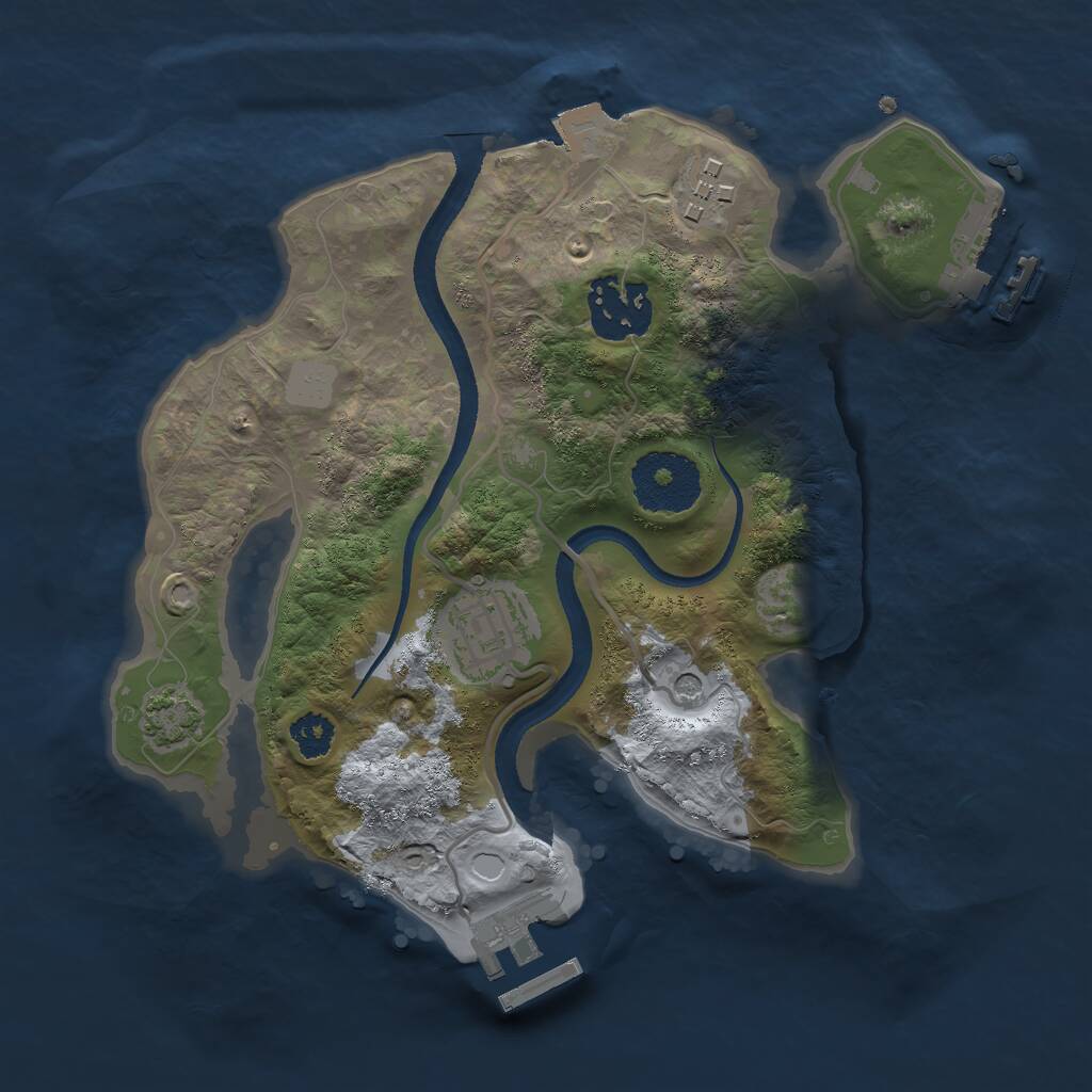 Rust Map: Procedural Map, Size: 2500, Seed: 305685613, 8 Monuments