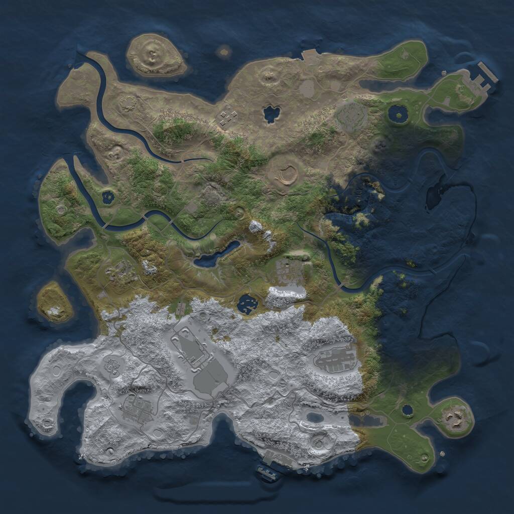 Rust Map: Procedural Map, Size: 4000, Seed: 2121329227, 16 Monuments