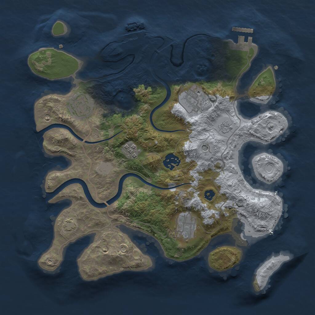 Rust Map: Procedural Map, Size: 3000, Seed: 1484974791, 11 Monuments