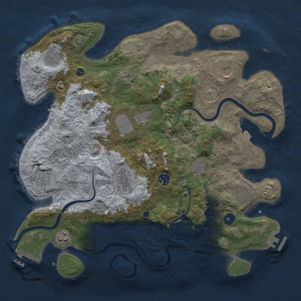 Rust Map: Procedural Map, Size: 3900, Seed: 1633082255, 17 Monuments