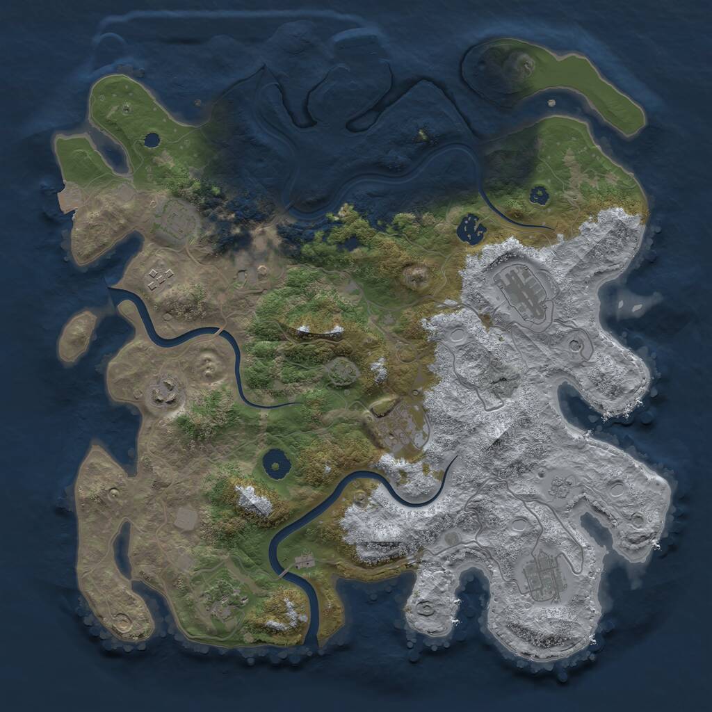 Rust Map: Procedural Map, Size: 3750, Seed: 38266972, 14 Monuments