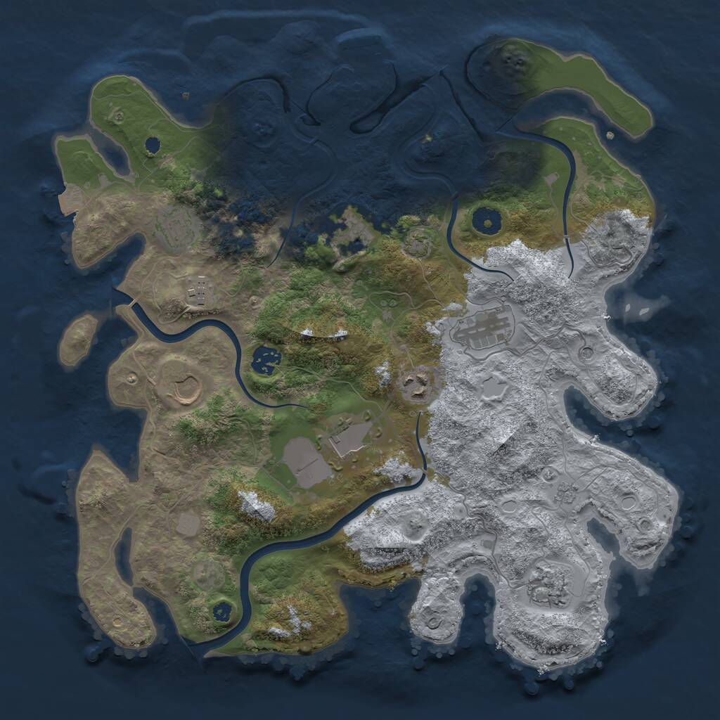 Rust Map: Procedural Map, Size: 3750, Seed: 38266972, 14 Monuments