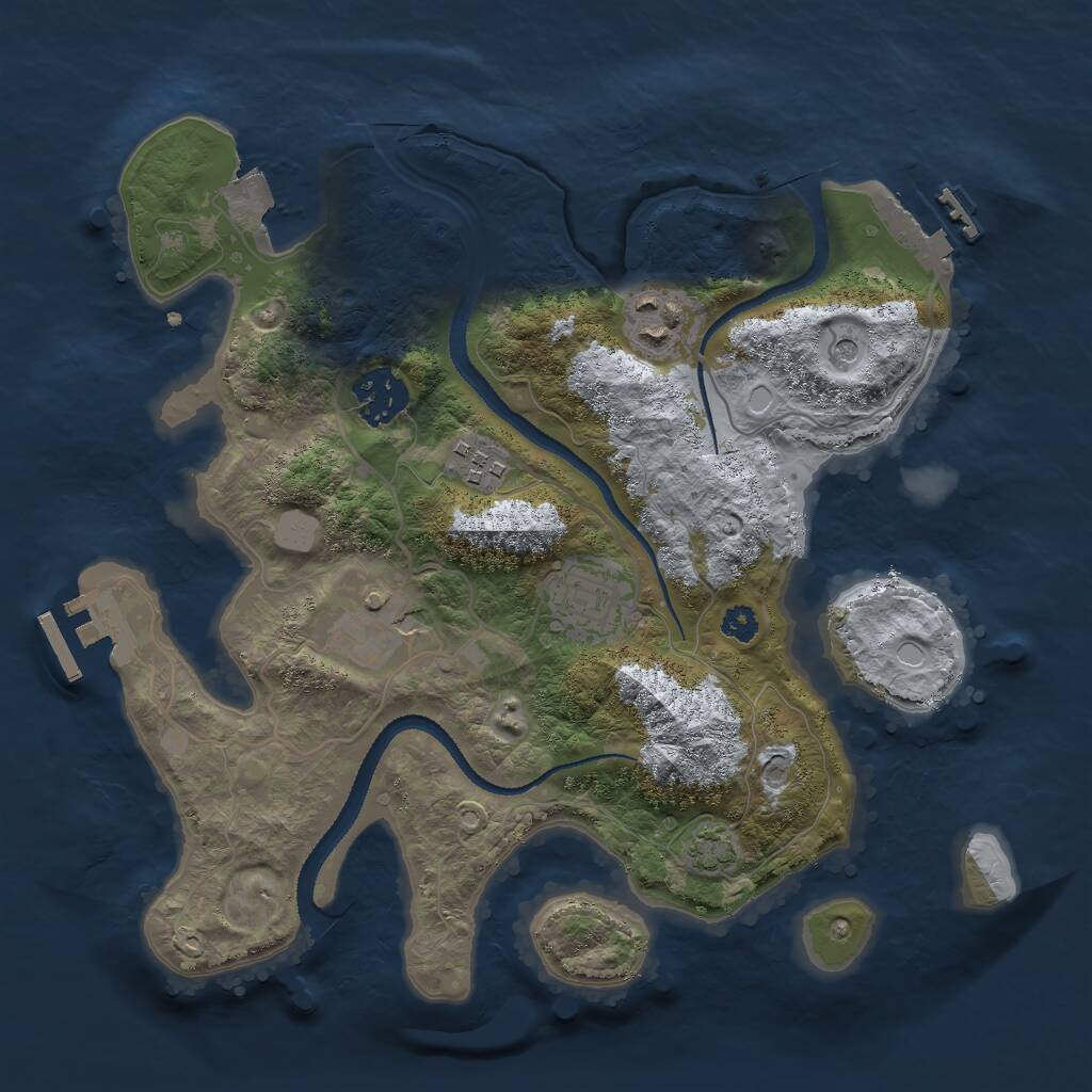 Rust Map: Procedural Map, Size: 3000, Seed: 17614, 10 Monuments