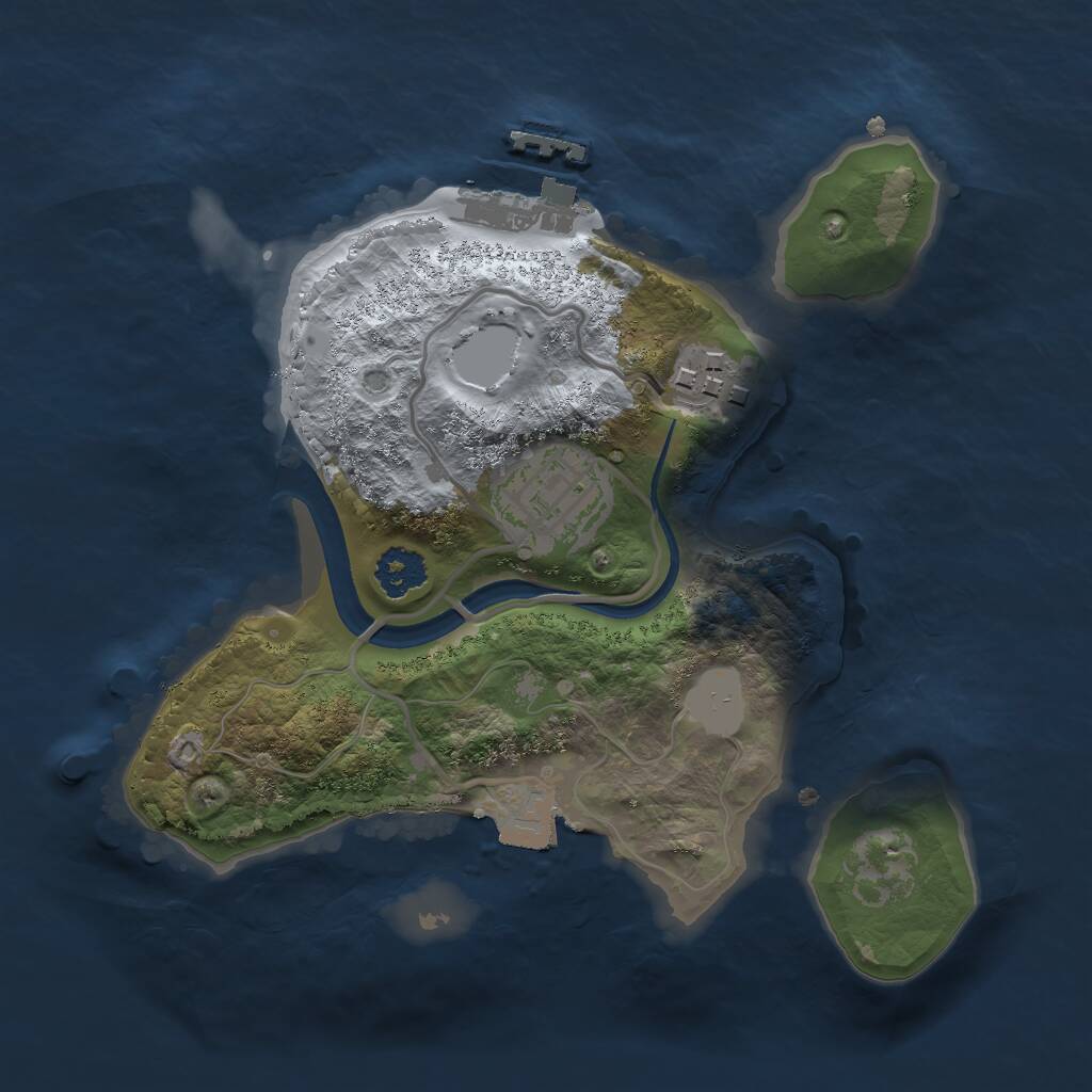 Rust Map: Procedural Map, Size: 2200, Seed: 615661, 4 Monuments