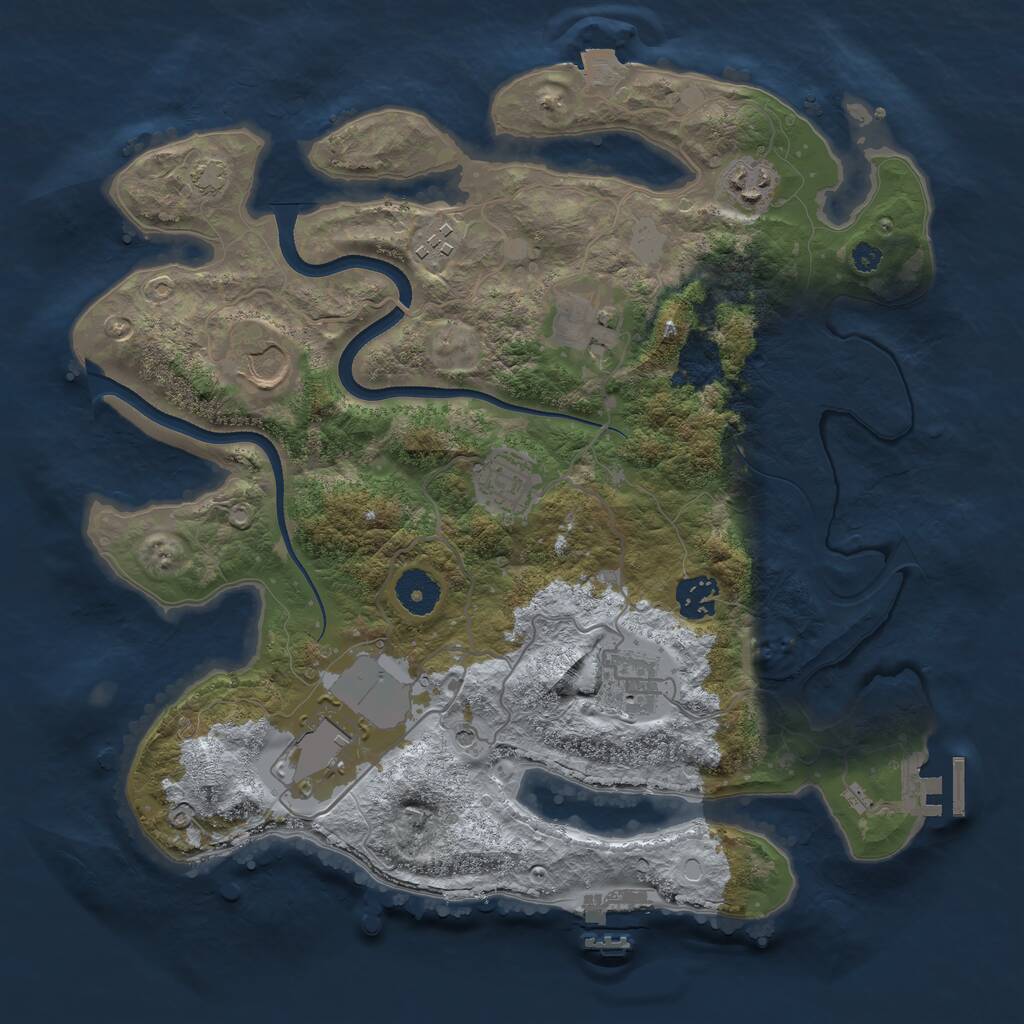 Rust Map: Procedural Map, Size: 3500, Seed: 1008710186, 13 Monuments