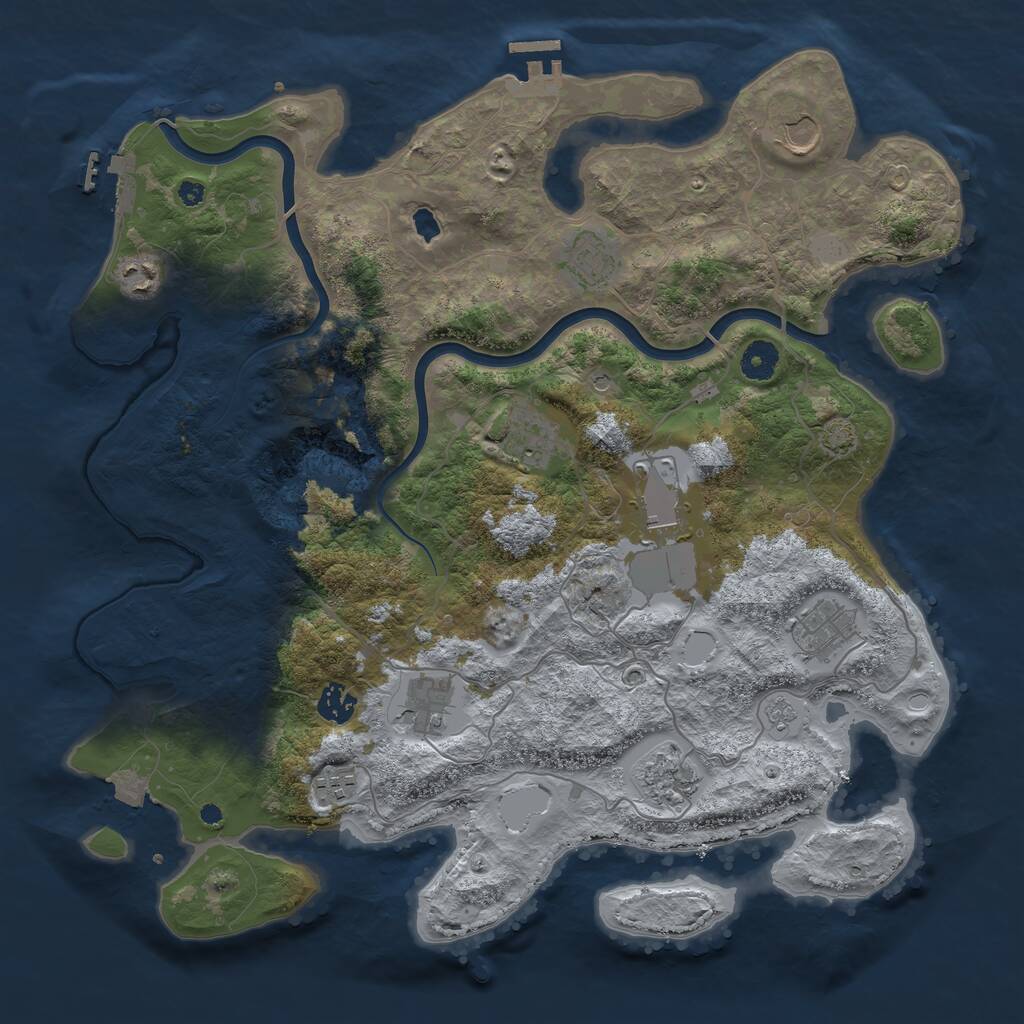 Rust Map: Procedural Map, Size: 4000, Seed: 545458, 16 Monuments