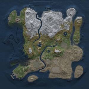 Thumbnail Rust Map: Procedural Map, Size: 3500, Seed: 1100241528, 14 Monuments